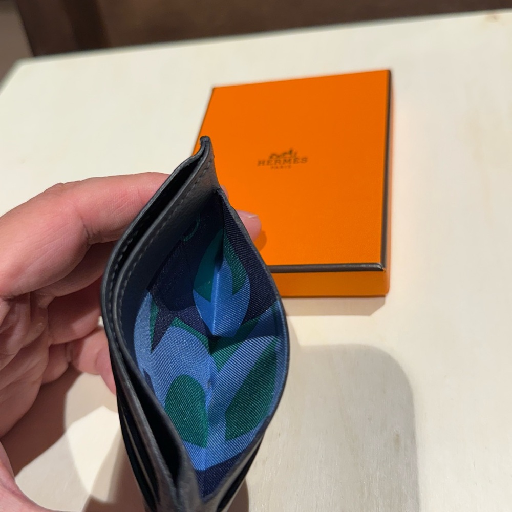 Hermes Citizen Twill Card Holder Blue evercolor calfskin gently used - Picture 5 of 6